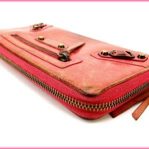 Balenciaga Wallet Purse Long Wallet Pink Woman Authentic Used Y1538